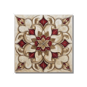 Red Cream Decorative Ceramic Tile - Unique Red Kitchen Backsplash Tiles - Red Bathroom Tiles - Red Accent Tiles - Red Fireplace Tile