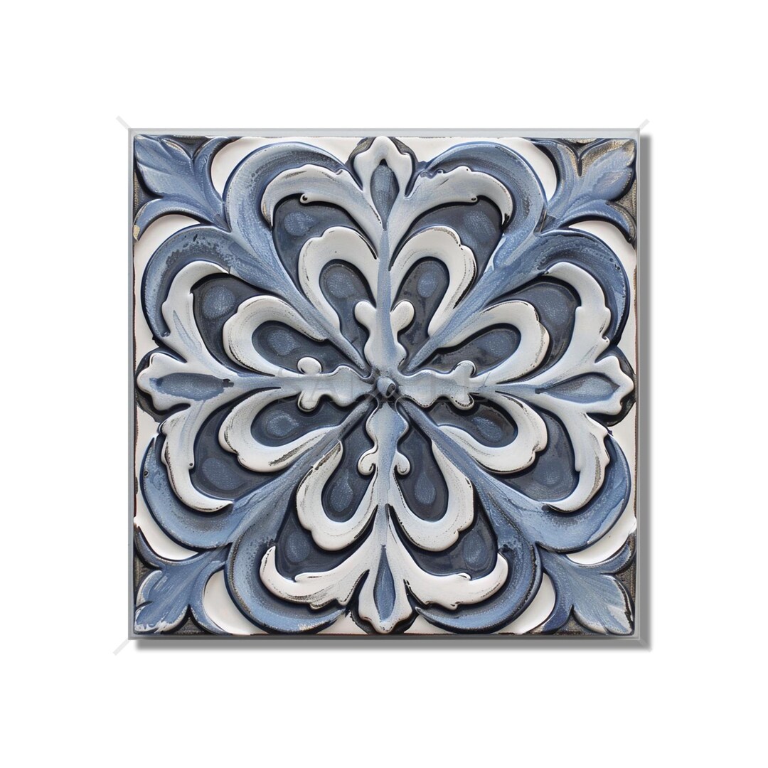 Blue Gray Ceramic Tile - Vintage Moroccan Tile Design - Kitchen ...