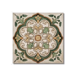 Green And Beige Ceramic Tile Vintage Aged Moroccan Tile Design - Green Kitchen Backsplash Tile - Bathroom Wall Tile - Green Patterned Tile