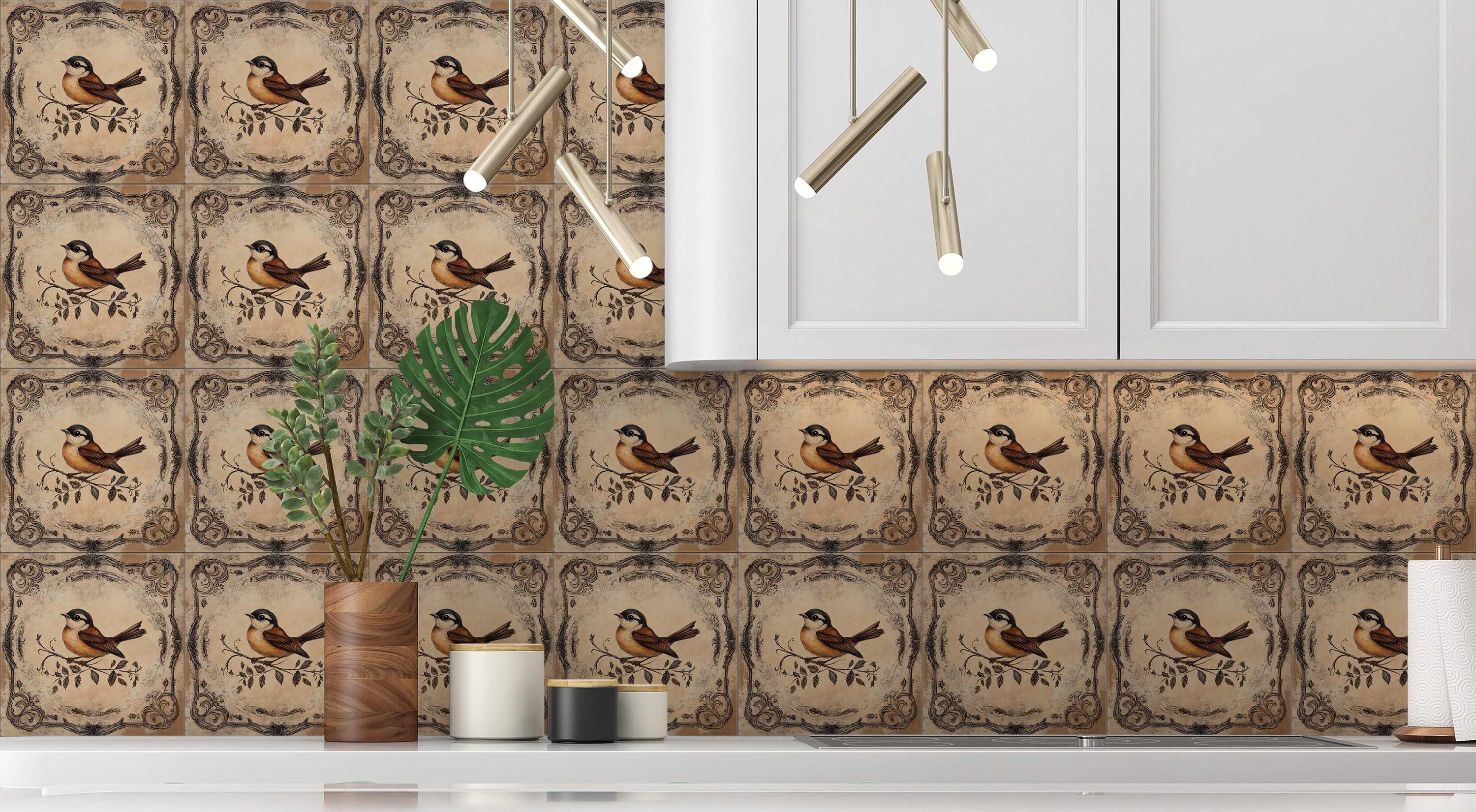 Vintage Bird Design Ceramic Tile - Ceramic Tiles With Birds - Bird ...
