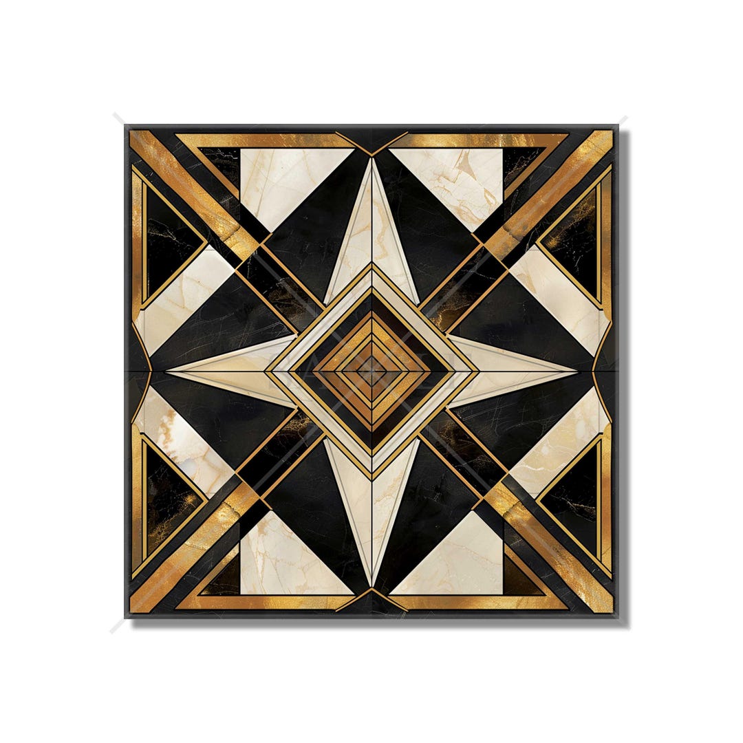 Vintage Art Deco Design Ceramic Tile Black and Gold Tones Art Deco ...