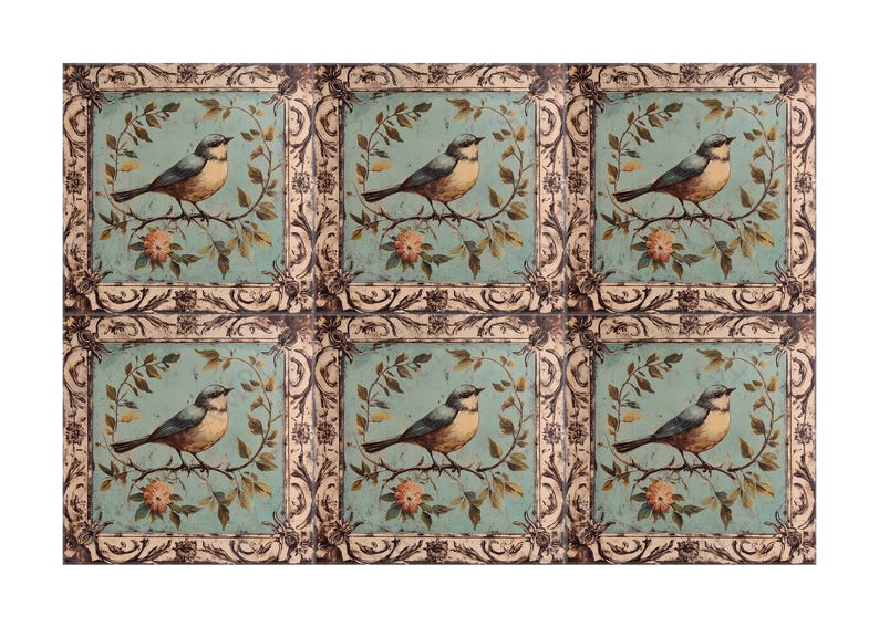 Vintage Bird Design Ceramic Tile - Ceramic Tiles With Birds - Bird ...