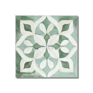 Green Patterned Ceramic Tile - Vintage Moroccan Design Green Kitchen Backsplash Tile - Green Bathroom Wall Tile Patterned Tile Free Shipping