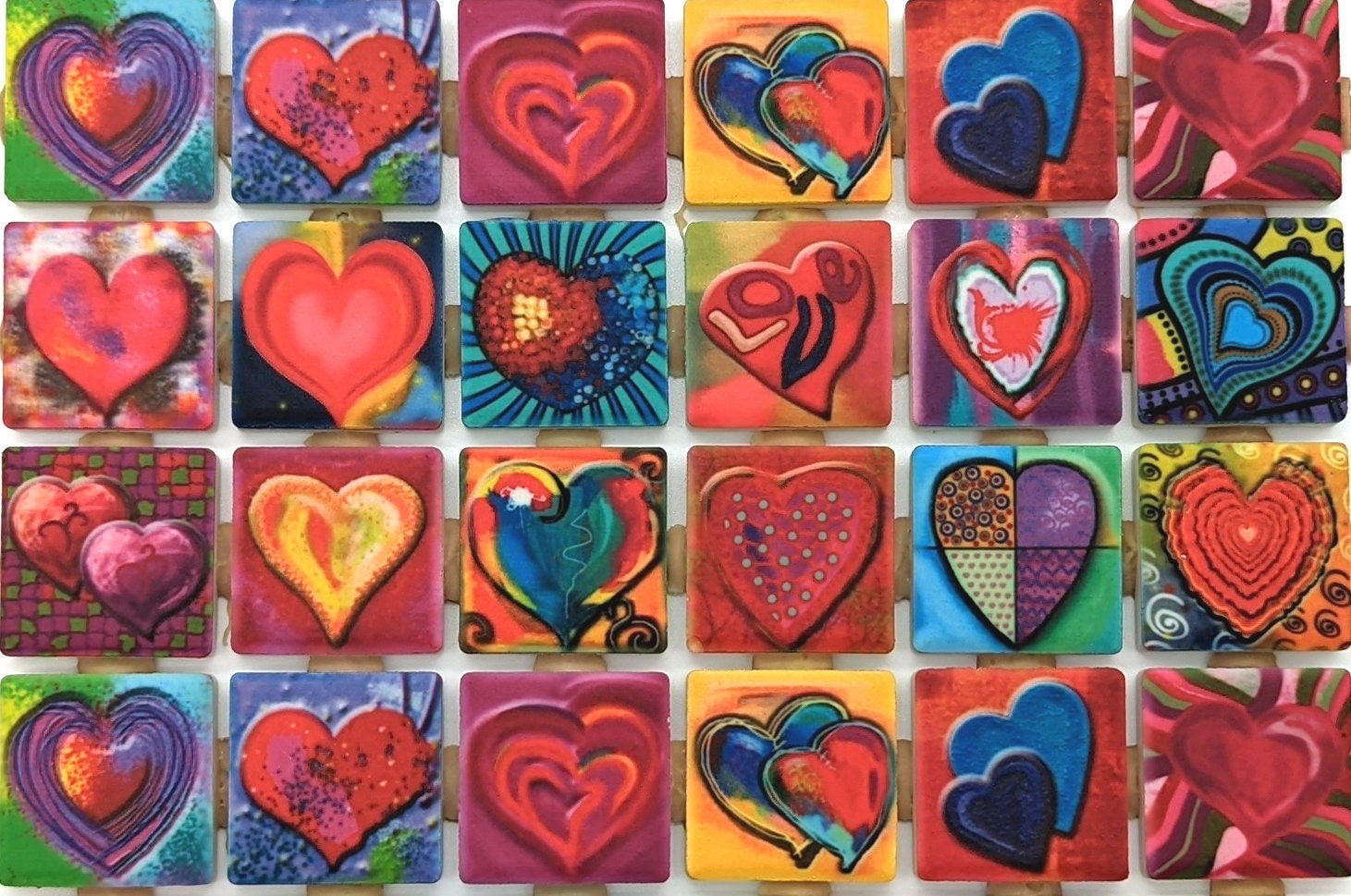 Funky Heart Art Design Mosaic Tile Pieces - Ceramic Tiles 36 Of Mixed