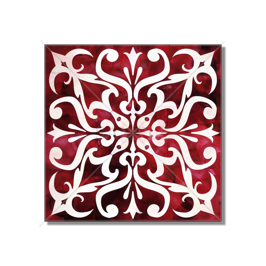 Red Ceramic Pattern Dark Red Wine Patterned Ceramic Tile - Red Kitchen Backsplash Tile ...