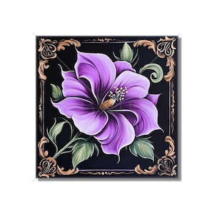 Ceramic Flower Accent Tiles Purple Floral Kitchen Backsplash Tile - Floral Bathroom Shower Tile Vintage Floral Design Tile Free Shipping