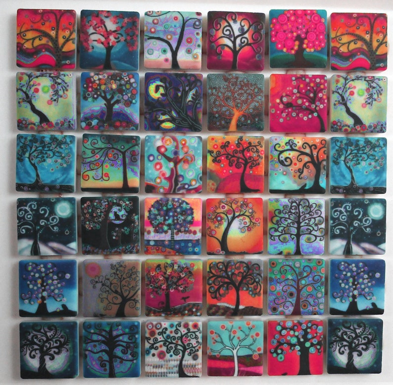Funky Trees Tree Art Designs Mosaic Tile Pieces - Ceramic Mosaic Tiles ...
