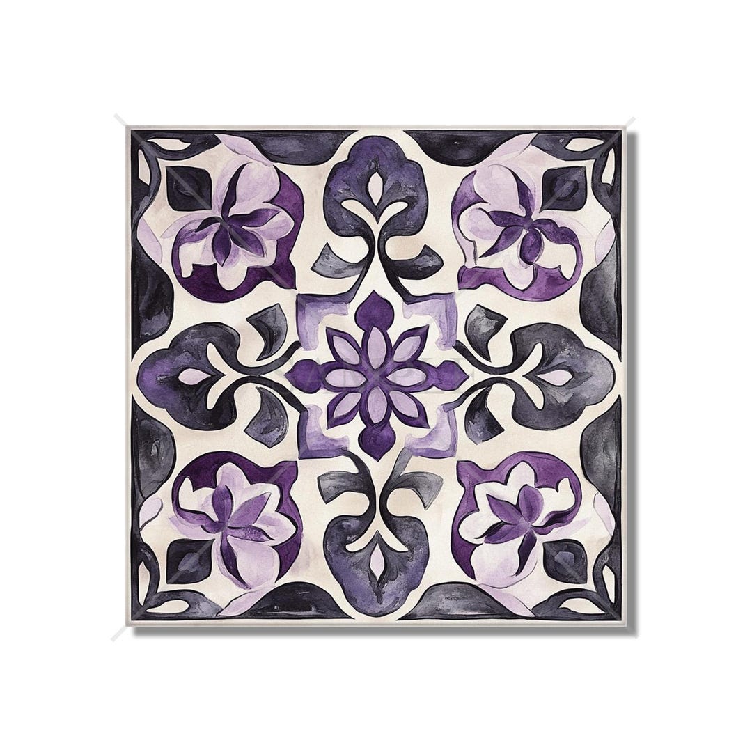 Purple off White Ceramic Tile - Patterned Purple Unique Kitchen ...
