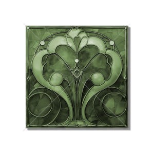 Ceramic Tile Dark Green Vintage Art Deco Design - Art Deco Kitchen Backsplash Tile Art Deco Bathroom Tile - Free Shipping