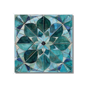 Ceramic Tile Turquoise Blue Green Design - Kitchen Backsplash Tile - Blue Green Bathroom Tile - Unique Tile Backsplash - Free Shipping