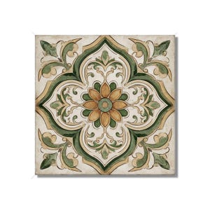 Green And Beige Ceramic Tile Vintage Aged Moroccan Tile Design - Green Kitchen Backsplash Tile - Bathroom Wall Tile - Green Patterned Tile