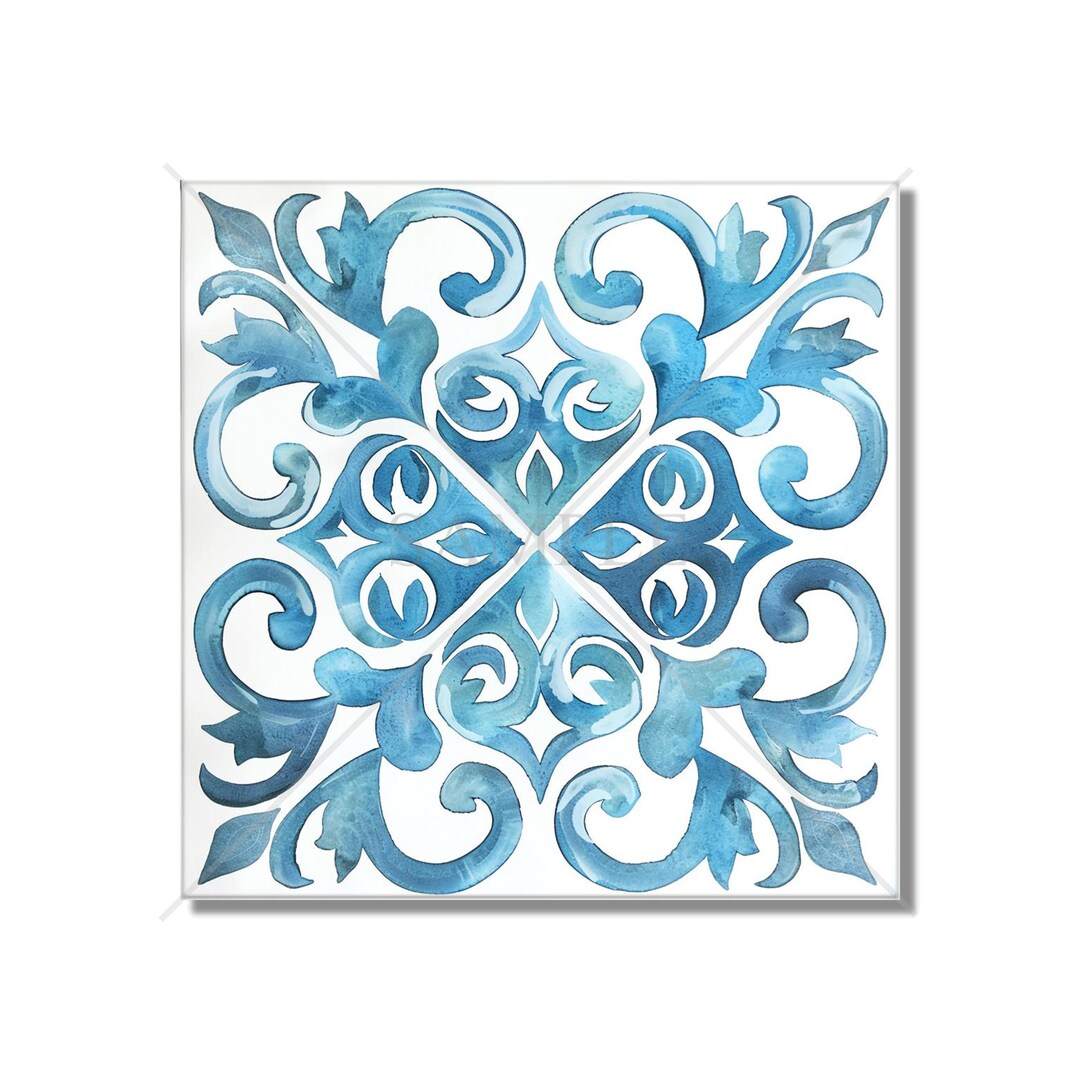 Blue and White Ceramic Tile - Vintage Moroccan Tile Design - Kitchen ...