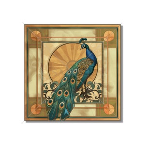 Vintage Art Deco Peacock Design Ceramic Tile Purple Blue Green Gold Kitchen Backsplash Tile Bathroom Tile - Antique Design Decorative Tile