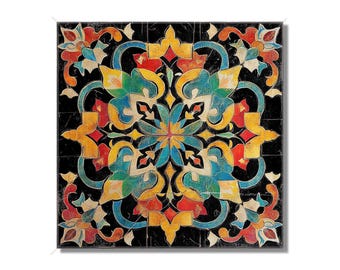 Vintage Moroccan Multi Colored Ceramic Tile - Bright Colors Kitchen ...