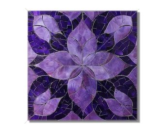 Purple Patterned Ceramic Tile - Purple Kitchen Backsplash Tile - Purple Bathroom Wall Tile - Patterned Purple Ceramic Tile -