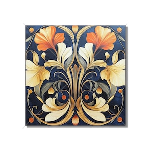 Vintage Art Nouveau Deco Design Ceramic Tile Art Nouveau Kitchen Accent Backsplash Floral Patterned Tile Art Nouveau Bathroom Free Shipping