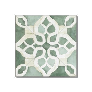 Green Patterned Ceramic Tile - Vintage Moroccan Design Green Kitchen Backsplash Tile - Green Bathroom Wall Tile Patterned Tile Free Shipping