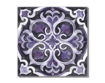 Purple And Gray Ceramic Tile - Purple Kitchen Backsplash Tile - Purple Bathroom Shower Wall Tile - Patterned Ceramic Tile -