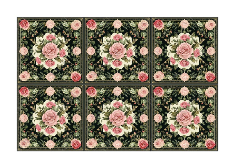 Vintage Pink Roses Design Ceramic Accent Tile Floral Design Kitchen ...