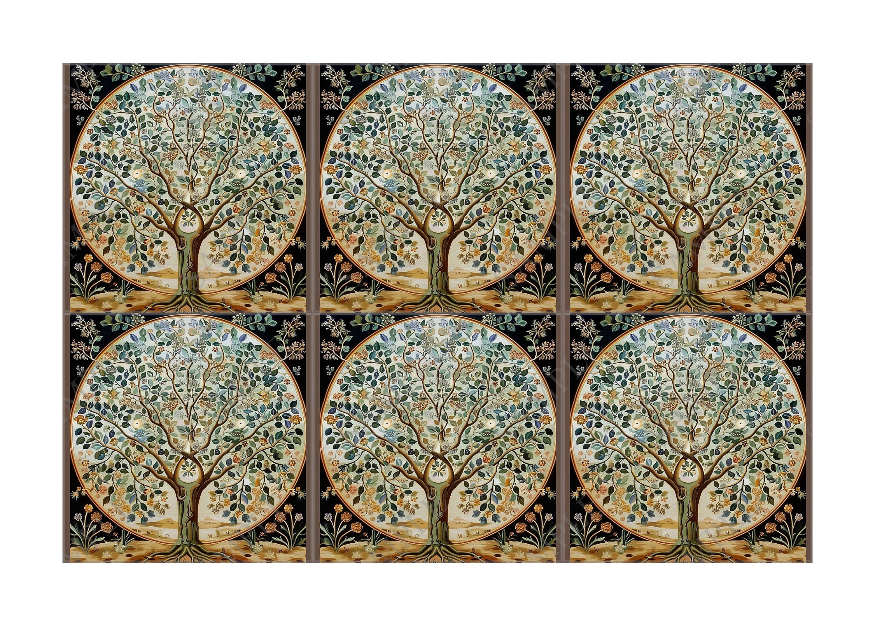 Tree of Life William Morris Design Ceramic Tile Art Nouveau Kitchen ...