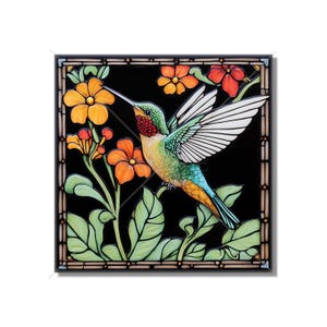 Hummingbird Design Ceramic Tile - Ceramic Tiles With Birds - Hummingbird Home Decor - Bird Mural - Tile With Animals Designs Free Shipping