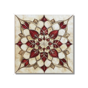 Ceramic Tile Red Patterned Vintage Design Kitchen Backsplash Tiles, Red Patterned Tile, Bathroom Wall Tiles