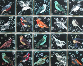 Vintage Decorative Birds - Ceramic Mosaic Tiles - Bird Art Mosaic Tile Pieces - 36 Pieces Of Mixed Mosaic Tiles - Free Shipping