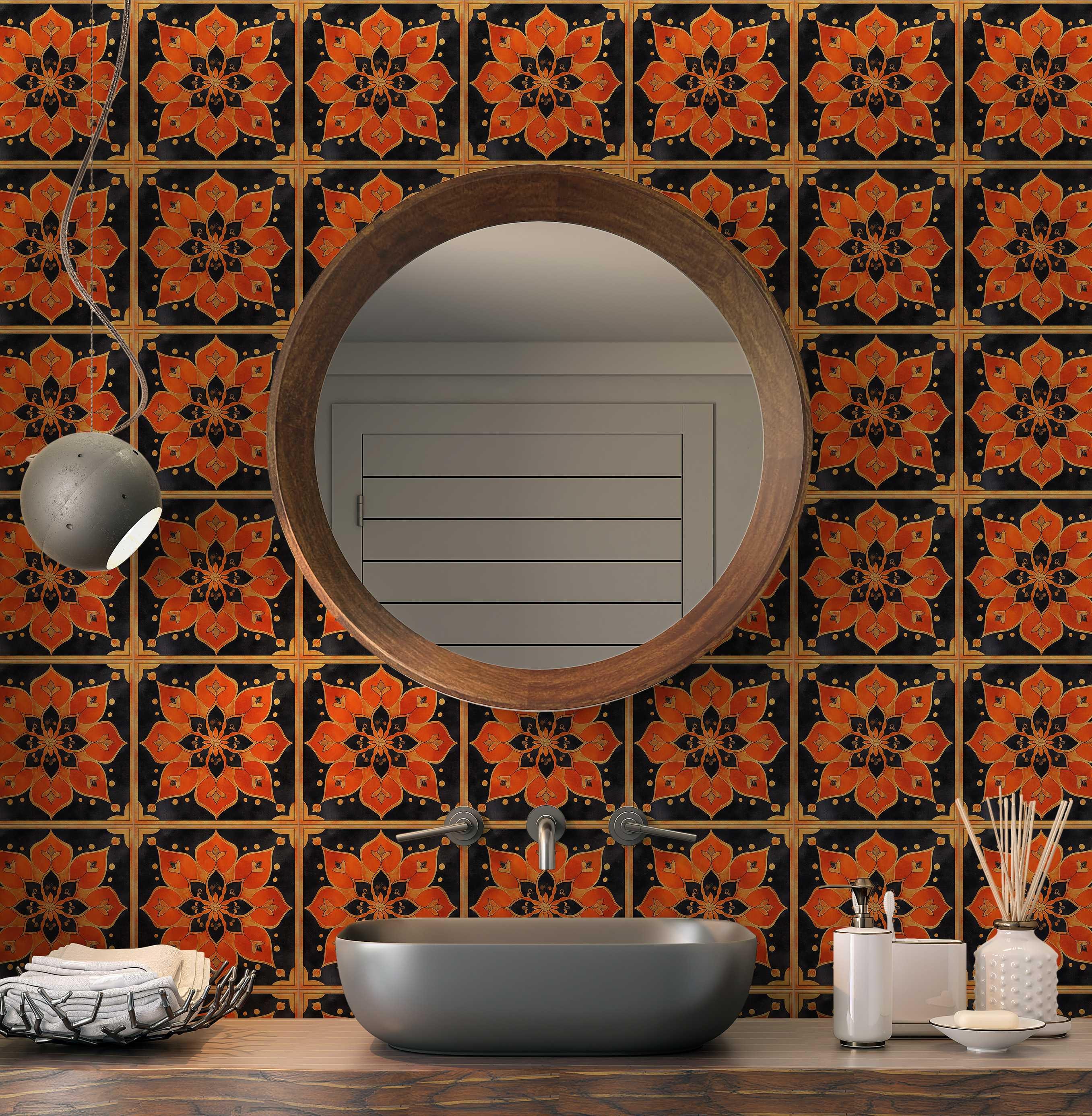 Orange Decorative Ceramic Tiles - Orange Kitchen Backsplash Tile - Orange  Bathroom Wall Tile Decorative Ceramic Tiles - Free Shipping, image size:2713x2773