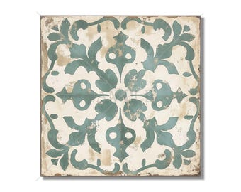 Green And Beige Ceramic Tile - Antique Design Tile Green Patterned Kitchen Backsplash Tile - Bathroom Wall Tile - Green Accent Tiles