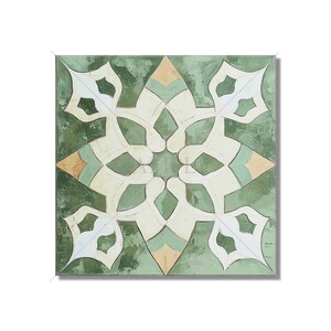 Aged Green Beige Ceramic Tile - Vintage Aged Design Tile - Unique Green Kitchen Backsplash Tile - Unique Bathroom Tile - Green Accent Tiles