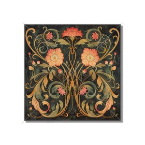 Vintage Art Nouveau Floral Design Ceramic Tile - Kitchen Backsplash Tile Bathroom Tile Antique Design Tile - Fireplace Tile - Staircase Tile