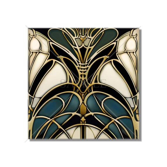 art deco tile Vintage Art Deco Design Ceramic Tile Dark Teal And Gold Tones Art art deco tile Vintage Art Deco Design Ceramic Tile Dark Teal And Gold Tones Art