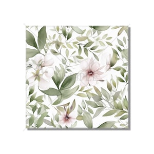 Botanical Floral Ceramic Tile - Botanical Kitchen Backsplash Tile - Botanical Bathroom Tile - Botanical Fireplace Surround Tile