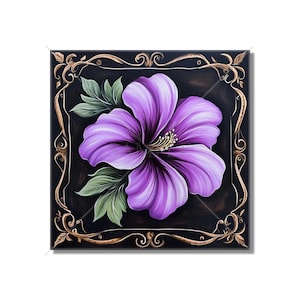 Ceramic Flower Accent Tiles Purple Floral Kitchen Backsplash Tile - Floral Bathroom Shower Tile Vintage Floral Design Tile Free Shipping
