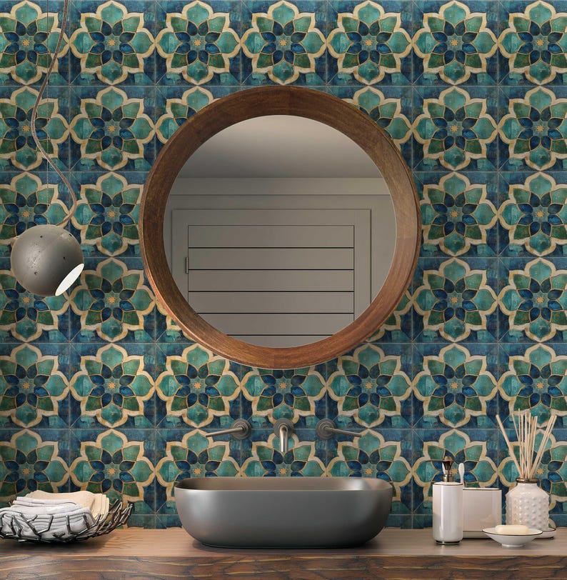 Blue Green Turquoise Ceramic Tile - Vintage Moroccan Tile Design ...