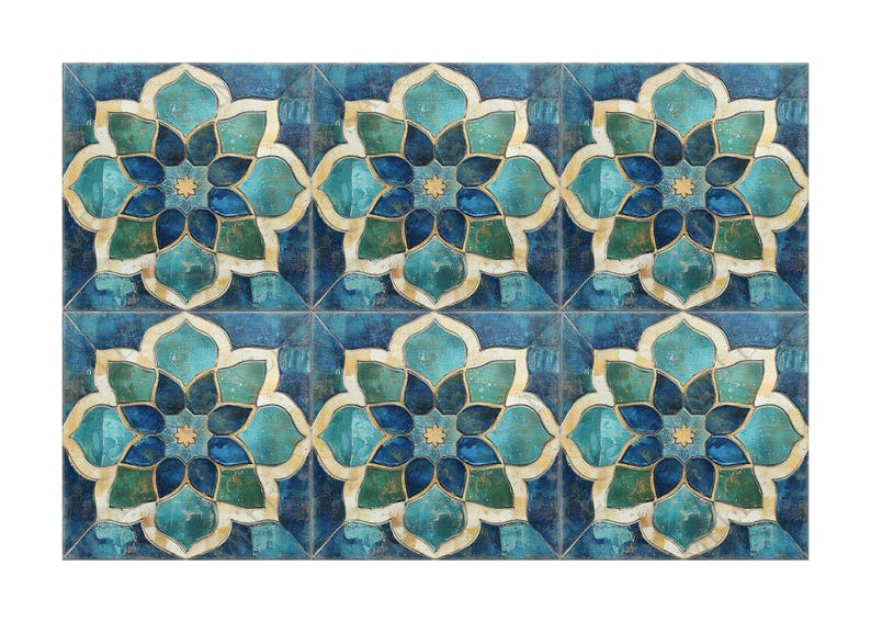 Blue Green Turquoise Ceramic Tile - Vintage Moroccan Tile Design ...