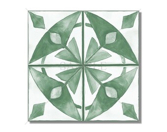 Random Tile Green Green and Tan Patterned Ceramic Tile - Green Kitchen Backsplash Unique ...