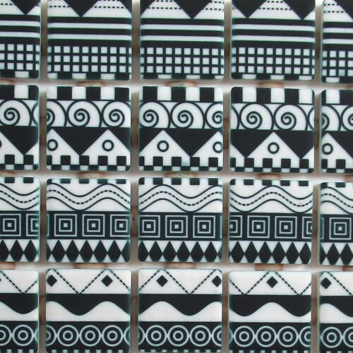 Black and White Ceramic Mosaic Tile Variety Pack Handcut Tiles Etsy