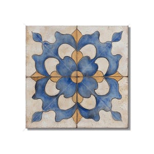 Blue And Beige Ceramic Tile - Vintage Moroccan Tile Design - Kitchen Backsplash Tile Bathroom Wall Tile Decorative Patterned Ceramic Tile