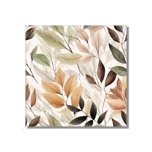 Botanical Leaves Ceramic Tile - Botanical Kitchen Backsplash Tile - Botanical Bathroom Tile - Botanical Fireplace Surround Tile
