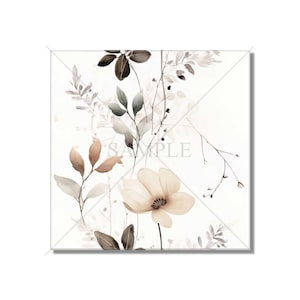 Botanical Floral Ceramic Tile - Botanical Kitchen Backsplash Tile - Botanical Bathroom Tile - Botanical Fireplace Surround Tile