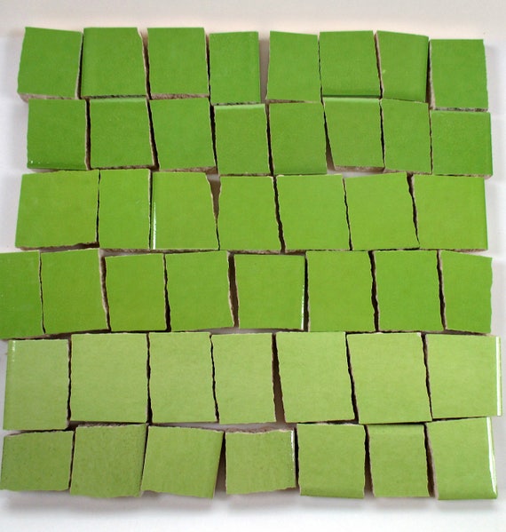 Ceramic Mosaic Tiles Ombre Shades Of Lime Green Mosaic Tile Etsy