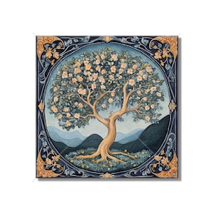 Vintage William Morris Tree Design Ceramic Tile Art Nouveau Kitchen Accent Backsplash Patterned Tile Art Nouveau Bathroom Tile Free Shipping
