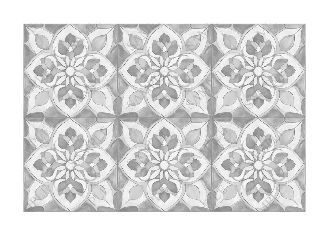 Ceramic Tile Gray Patterned Vintage Design Grey Ceramic Tiles - Grey ...
