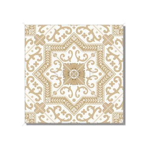 Tan and White Patterned Ceramic Tile - Tan Moroccan Design Ceramic Tile ...