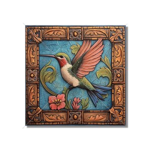 Hummingbird Design Ceramic Tile - Ceramic Tiles With Birds - Hummingbird Home Decor - Bird Mural - Tile With Animals Designs Free Shipping