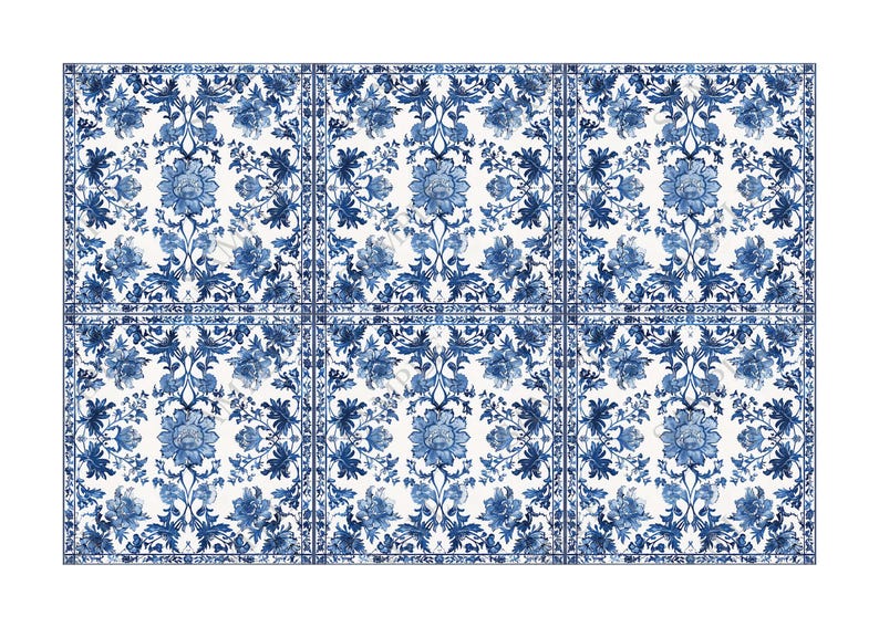 Blue and White Ceramic Tile - Vintage French Floral Tile Design - Blue ...