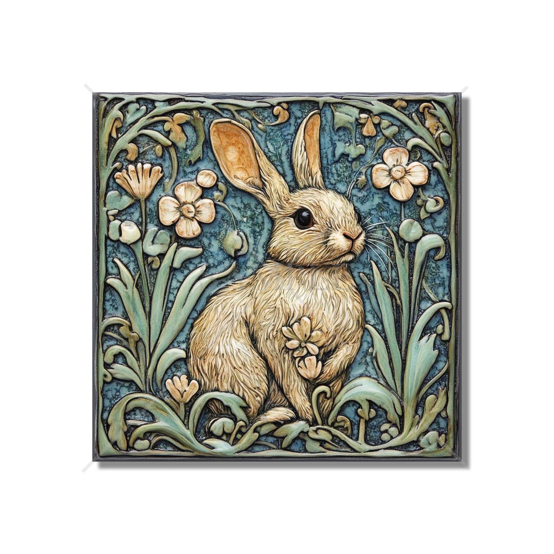Bunny Rabbit Ceramic Tile - Vintage Design Rabbit Ceramic Tile - Rabbit ...