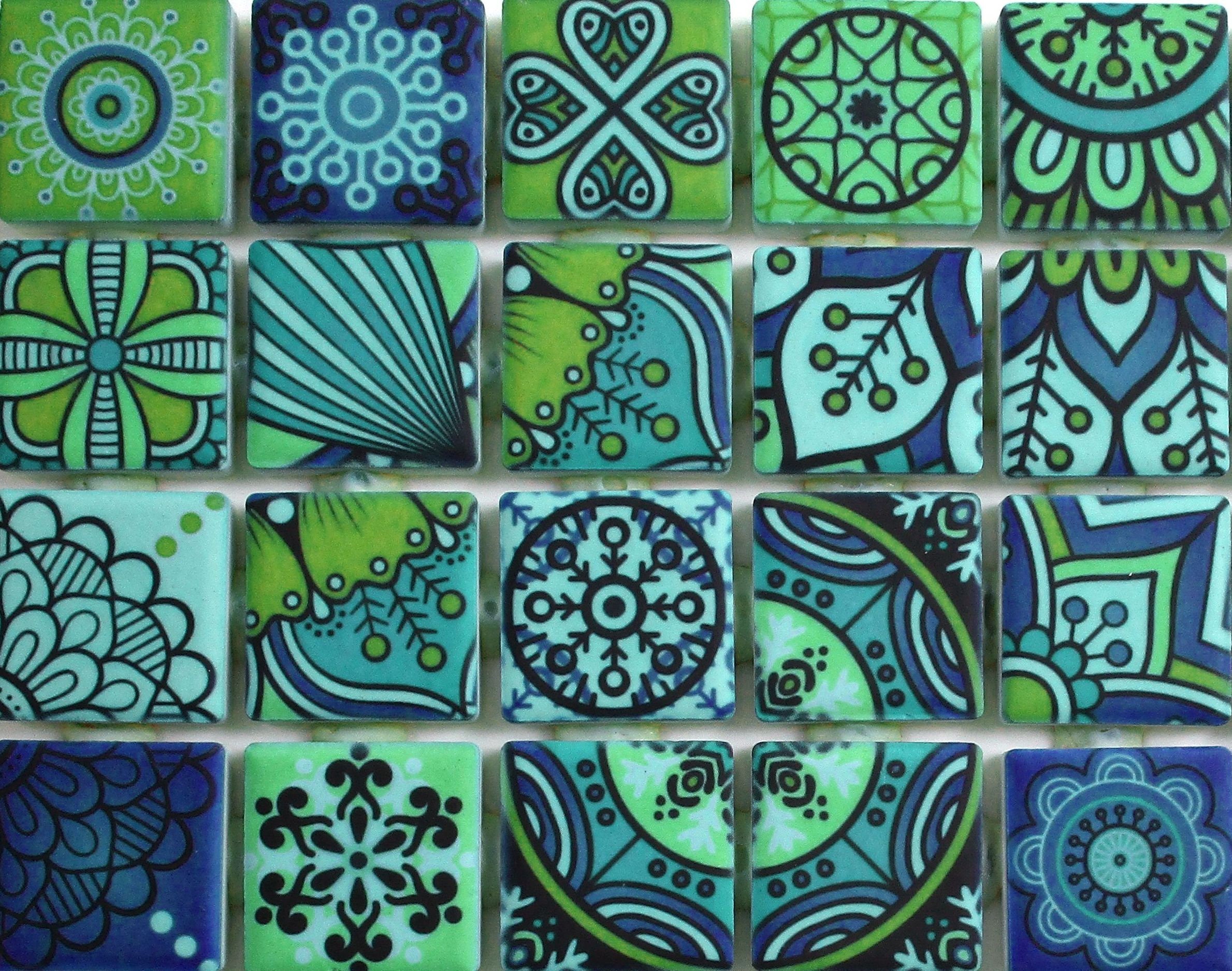Smayt Yi Mosaic Tiles for Crafts Bulk Blue Green Yellow Mix