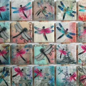 Ceramic Mosaic Tiles - Dragonfly Art Design Mixed Mosaic Tile Pieces - 36 Pieces - Ceramic Mosaic Tile Dragonflies - Free Shipping
